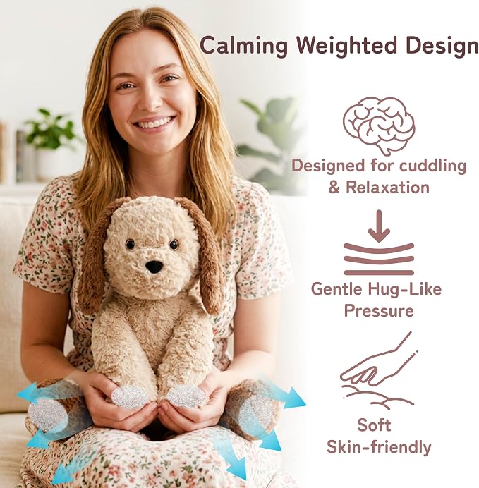 Niuniu Daddy 14" | 3.5 Pound Dog Weighted Stuffed Animals for Kids & Adults, Large Puppy Weighted Plushies Pillow for Sleeping Calming, Cute Sitting Plush Toy Huggable Gift for Everyday Comfort