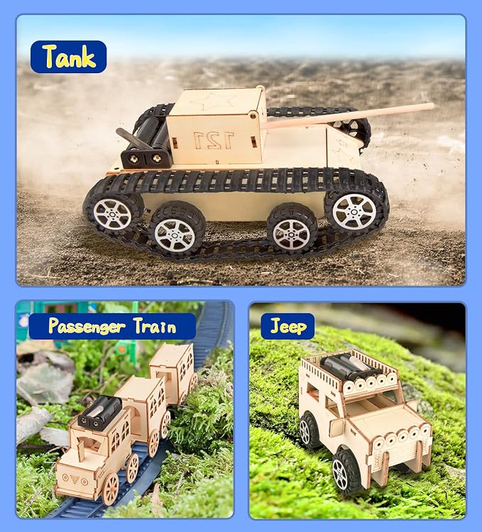 6-in-1 STEM Kits for Kids Age 8-12, Educational STEM Toys for Boys and Girls, Wooden Building Kit for Kids STEM Science Experiments Kit, Ideal Christmas Birthday Gifts for 8 9 10 11 12 13 Year Old