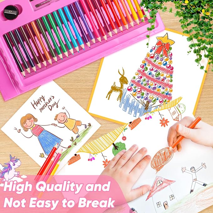 Soucolor Art Supplies, 283 Pieces Drawing Set Art Kits with Trifold Art Easel, 2 Drawing Pads, 1 Coloring Book, Crayons, Pastels, Arts Gifts Case, Coloring Set