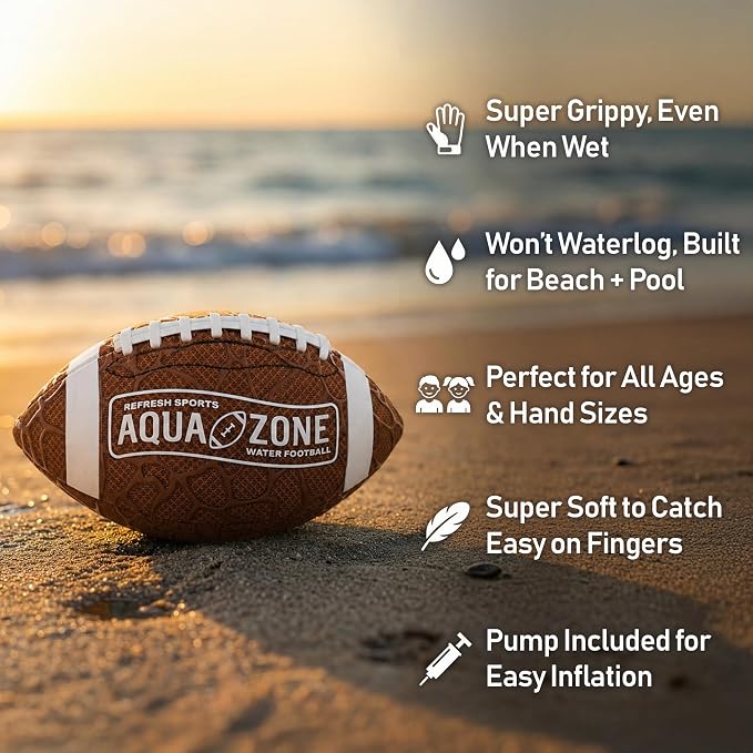 Water Football for Pool & Beach - Best Pool Toys for Kids All Ages - Easy Grip & Soft to Catch Footballs - Fun Outdoor Sports Beach Toys - Pool Gifts for Kids 5 6 7 8 9 10 11 12 + Year Old Boy & Girl