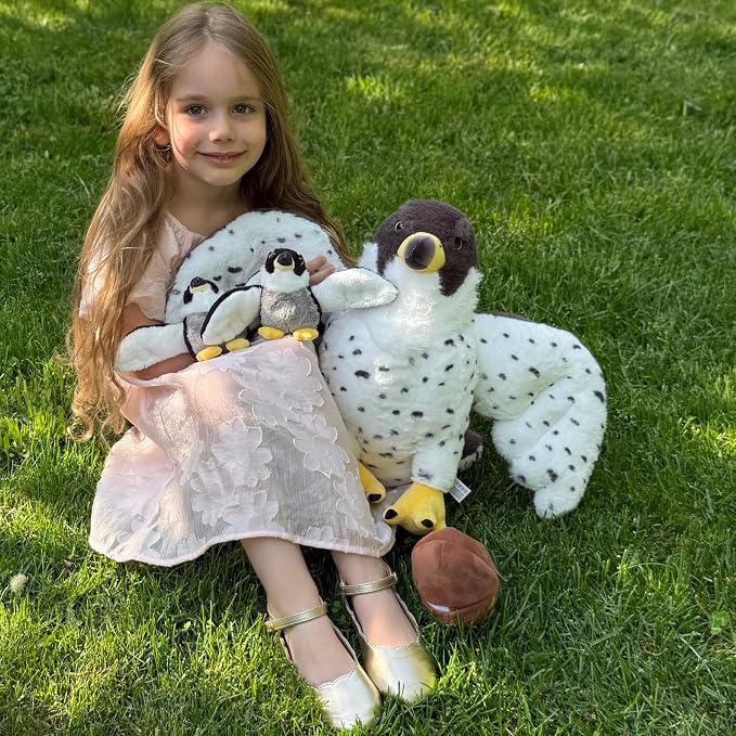 MaoGoLan 4 Pcs Peregrine Falcon Stuffed Animals Bulk with 3 Baby Birds Inside, 18 inch Giant Plush Falcon Toys Set Funny Stuffed Eagle Christmas Mother's Day