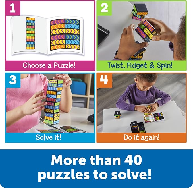 Learning Resources Brainometry Cubed - 3D Brain Teaser Puzzles, Fidget Puzzle Game for Kids, Educational Games, Problem Solving Toys, Fidget Cube, Easy Puzzles for Kids,STEM Kits, Montessori