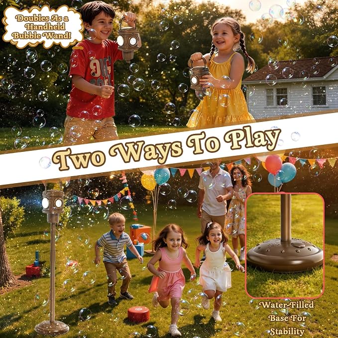 Automatic Bubble Machine for Kids & Toddlers 1-3, Remote Control LED Street lamp Bubble Toy for Indoor House Outdoor Play, Summer Water Toys for Toddler Baby Boy Girl Birthday Party Gifts