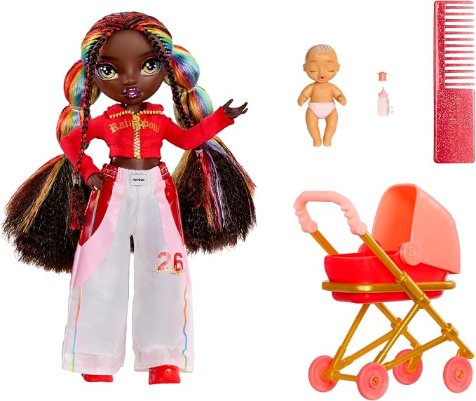 Rainbow High Jr. High Bestie Babysitters – Iris Bow, 9” Fashion Doll