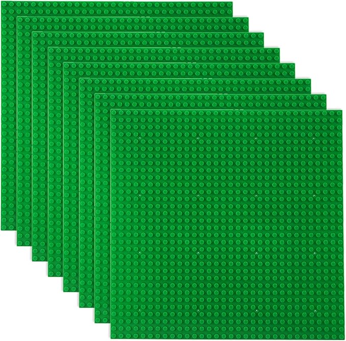 LVHERO Classic Baseplates Building Plates for Building Bricks 100% Compatible with All Major Brands-Baseplate, 10in x 10in, Pack of 8 (Green)