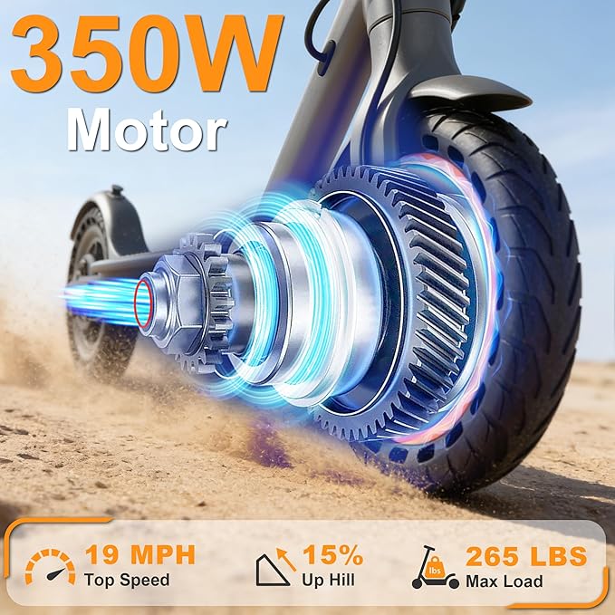 VOLPAM Electric Scooter, 350W/500W/800W/1000W/250W Powerful Motor & 19/22/ 9 MPH Top Speed, 16-28-10 Miles Long Range, Folding E Scooter Choice