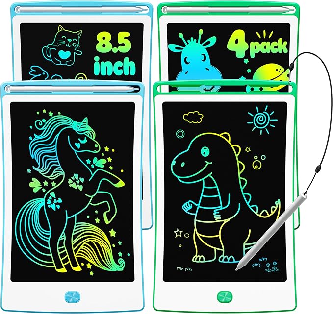 4 Pack LCD Writing Tablet, 8.5 Inch Colorful Toddlers Drawing Tablet for Kids, Creative Doodle Board Drawing Pad, Toy Birthday Gift for 3-6 Year Old Girls Boys