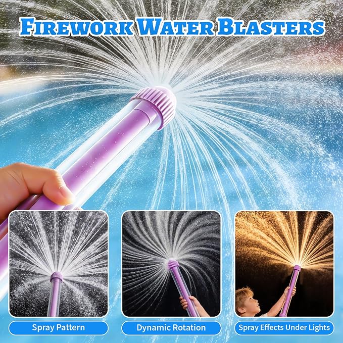 Firework Spray Water Blaster, 8 Pack Pull Out Squirt Gun Water Soaker Toys, Watergun Bulk for Pool Party Summer Outdoor Water Games, Water Blaster Toys for Kids Adults