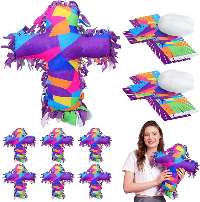 Weysat 6 Sets Religious Cross Tied Pillow Craft Kit 2026 VBS Crafts Christian DIY Pillow Gifts with PP Cotton Sunday School Decor VBS Favors Giveaways