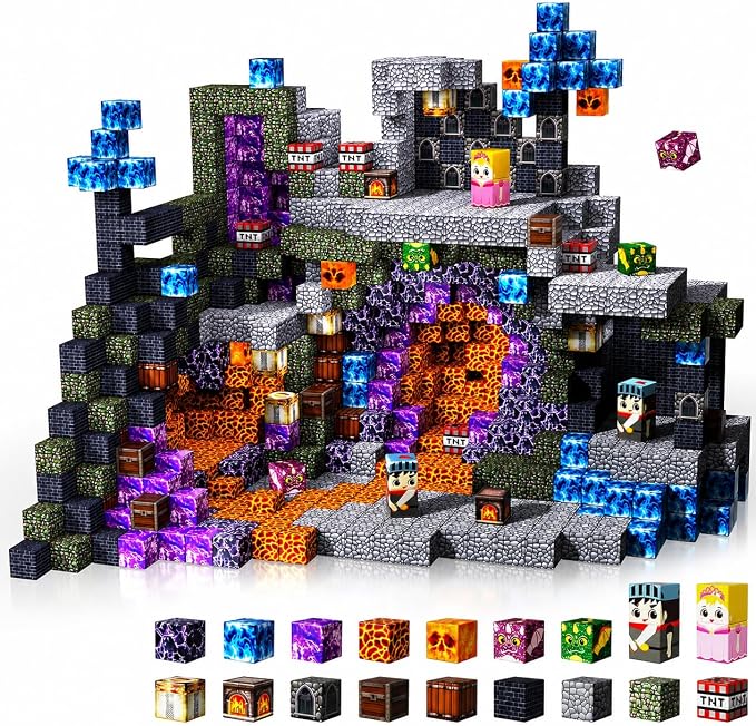 GraceDuck Magnetic Blocks - 150 PCS Build Dark Castle - Magnetic Toys for Montessori Toddler Easter Christmas Birthday Gifts - STEM Sensory Toys for 3 4 5 6 7 8 9 10 Year Old Boys & Girls