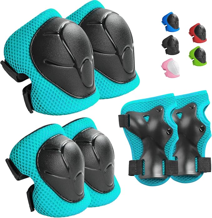 Wemfg Kids Protective Gear Set Knee Pads for Kids 3-14 Years Toddler Knee and Elbow Pads with Wrist Guards 3 in 1 for Skating Cycling Bike Rollerblading Scooter