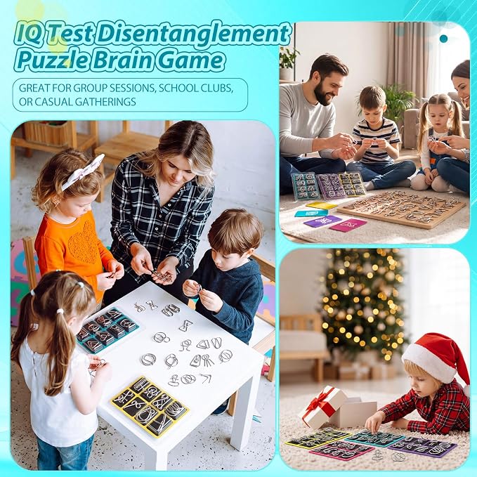 Set of 240 Metal Wire Puzzle Bulk IQ Test Disentanglement Puzzle Brain Game with Pouch Chinese Ring Magic Trick Toy for Adults Kids Party Challenge Favor Gifts Challenge