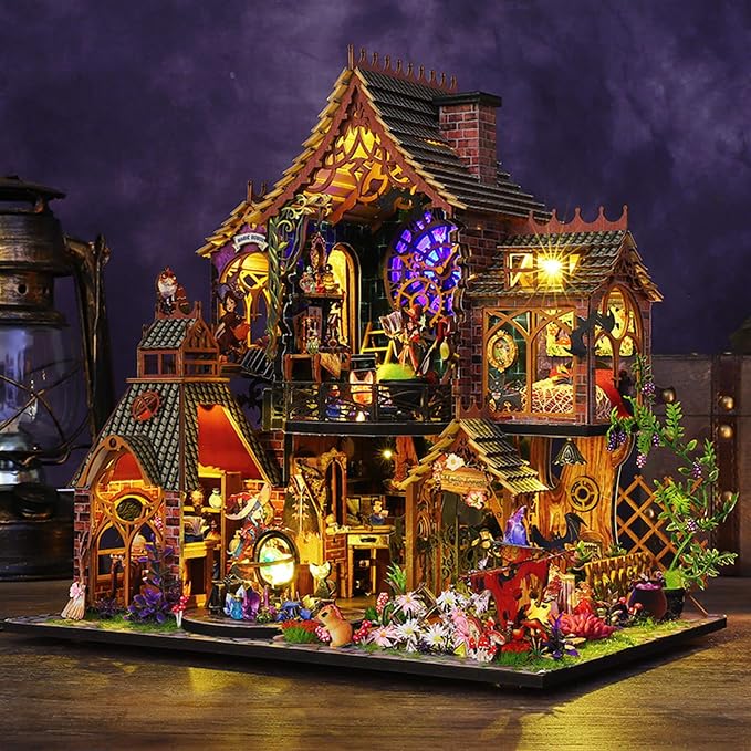 Fifijoy DIY Miniature Wooden Dollhouse Kit, DIY Miniature House Kit for Adults and Teens, DIY Mini Dollhouse Kit (Magic Spirit)
