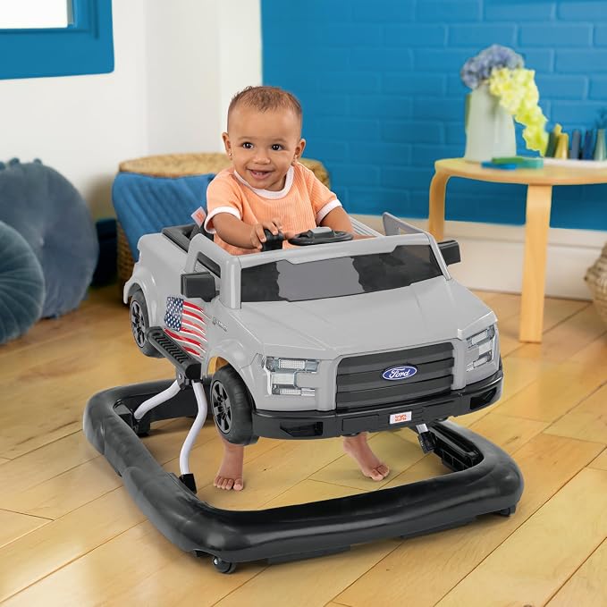 Bright Starts Ways to Play Walker - Ford F-150, All American, 4-in-1 Walker for 6 Months and Up, 2 Can Play At Once