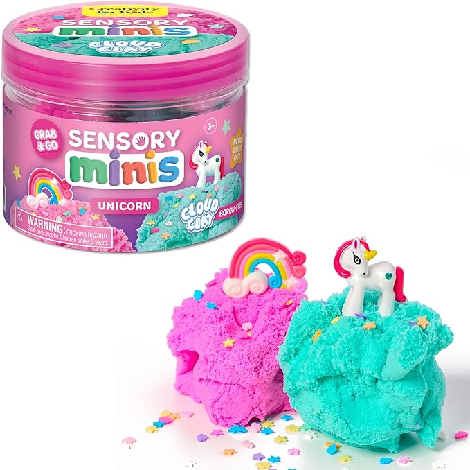 Creativity for Kids Sensory Minis Unicorn Kit | Cloud Clay Sensory Toy for Kids | Summer Activities | Mess-Free, Screen-Free Travel Activity for Kids (Ages 3+)