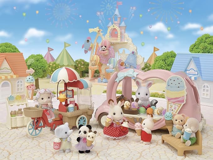 Calico Critters - Ice Cream Van - Calico Land Amusement Series – Kids Pretend Play Toy, Miniature Vehicle & Accessories Set, Ages 3+