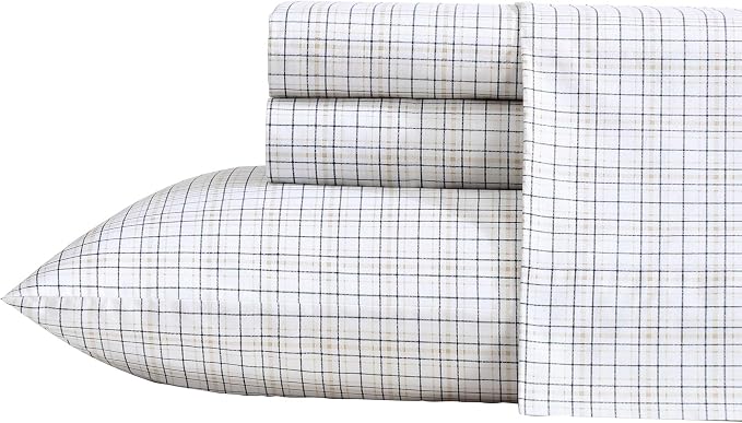 Nautica - Twin Sheets, Premium Cotton Percale Bedding Set, Plaid Home Decor, Oeko-Tex Certified (Malor Plaid Blue, Twin)
