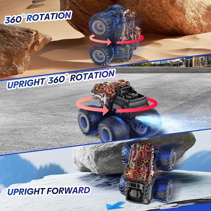 Remote Control Monster Car, 2.4GHz RC Crocodile Monster Truck Toys for 3 4 5 6 7 8 Years Old Boys Kids, All Terrain RC Truck Off Road with Spray, Light, Rechargeable Battery, Christmas Birthday Gifts