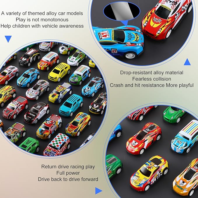 Jenaai 200 Pcs Mini Pull Back Toy Cars Bulk Pull Back Die Cast Race Cars Party Favors for Boys Girls Christmas Party Favor Return Gift Goodie Bag Stuffer Classroom Carnival Gift