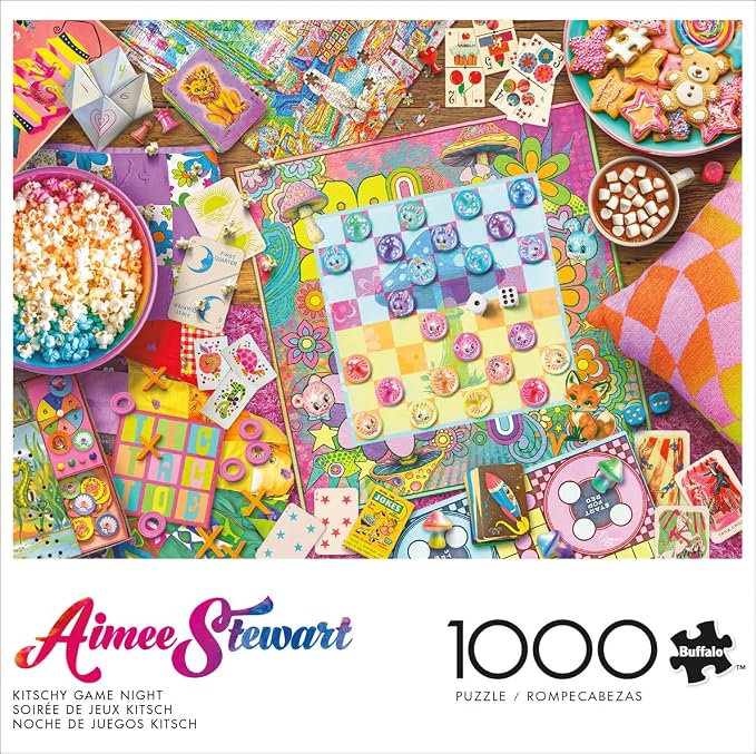 Buffalo Games Aimee Stewart - Kitschy Game Night - 1000 Piece Jigsaw Puzzle for Adults - 26.75 x 19.75 in, Multicolor, Age 14+ - Jigsaw Puzzles 1000 Pieces - Full Color Poster - Relaxing Activity
