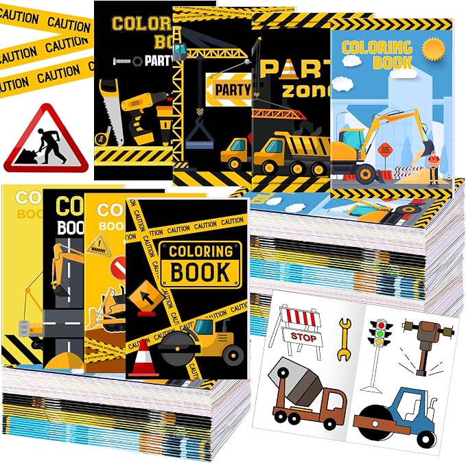 Estune 40 Pcs Construction Trucks Coloring Books Construction Party Favor Coloring Book Set Mini Small Color Booklets Goodie Bag Stuffers for Birthday Party Supplies Activity Gift