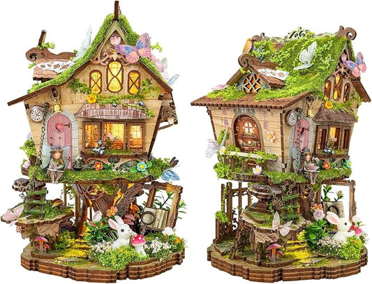 YSWOOD WORLD DIY Miniature House Kit, Mini House Building Kit with LED, DIY Miniature Kit for Adults Teen, Dollhouse Kit for Birthday Father's Day, Rowan’s Enchanted Treehouse