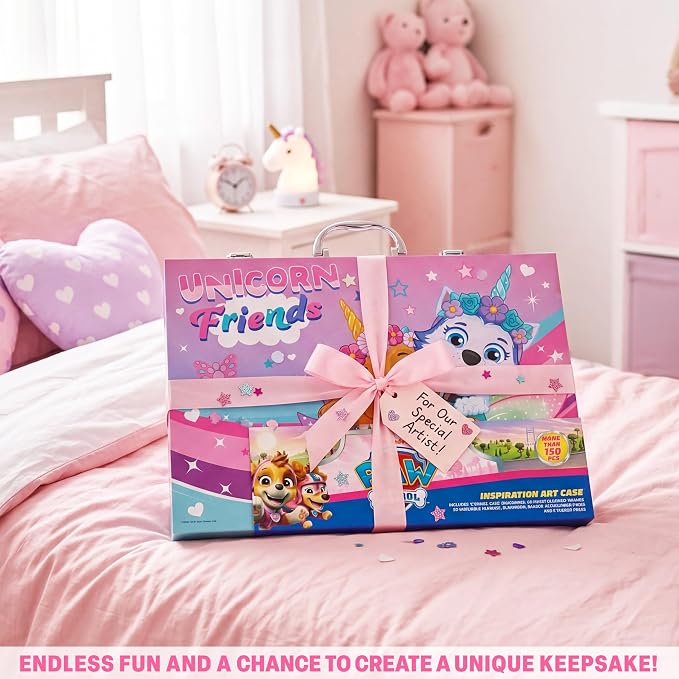 Get Trend Paw Patrol Kids Art Supplies Case with Colored Pencils, Crayons, Washable Markers, Sticker Sheets, Arts and Crafts Drawing Kit, Coloring Set, Creative Gifts for Girls