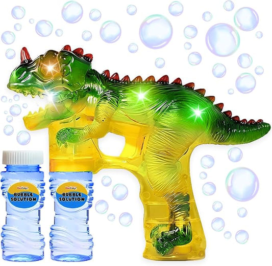 Haktoys Dinosaur Bubble Gun for Kids Automatic Bubble Machine Toy, Outdoor Bubble Maker Blower for Toddlers Boys Girls Backyard Play, 1 Pack