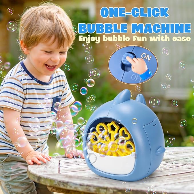 Aooess Shark Bubble Machine for Kids Age 4-8: Automatic Bubble Blower Machine Toy Cute Animal Bubble Maker Toy for Toddlers Boys Girls Age 3+, Summer Outdoor Party Birthday Gift, Blue