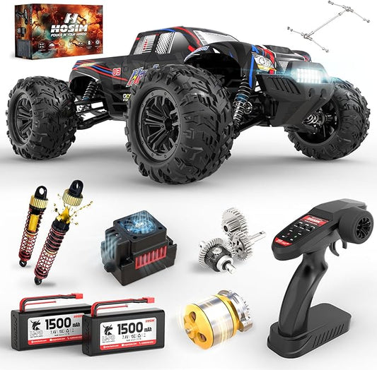 Hosim 1:10 Brushless RC Cars for Adults & Boys, 60+ KMH Big Remote Control Car, 4WD Off Road Monster Truck, 40+ Min Play Waterproof All-Terrain RC Truck, Hobby Grade Electric Toy Vehicle Gift