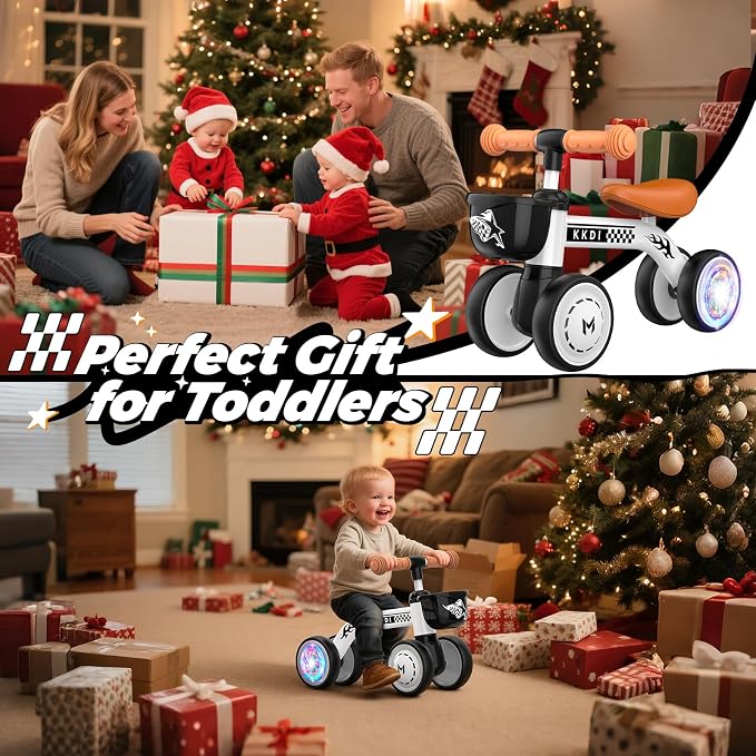Baby Balance Bike Ride on Toys for 1 2 Year Old, Toddler Bike, First Birthday Gifts for 1 2 Year Old Boys Girls, Colorful Lighting Silent Wheels, No Pedal, Safe Baby First Bike