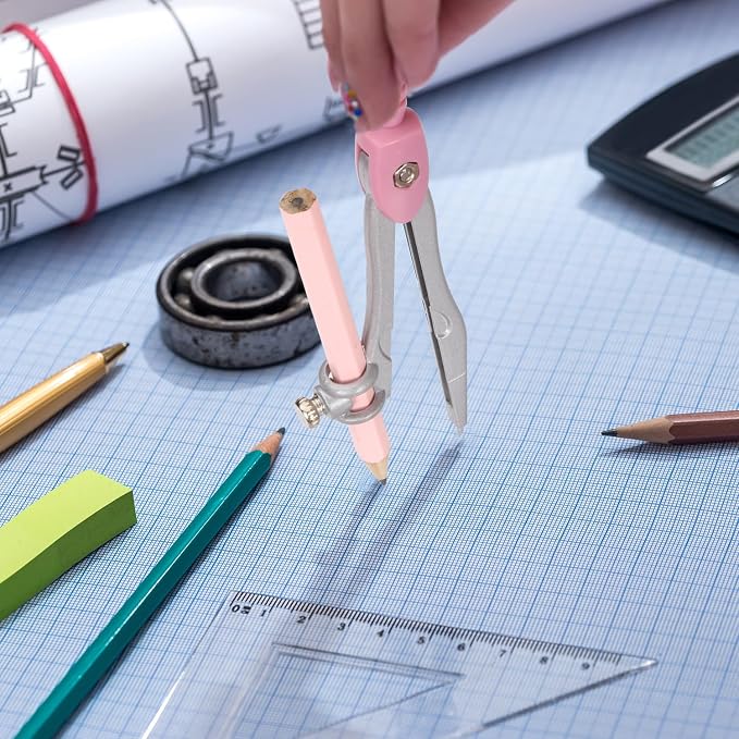Compass Geometry Tool Protractor and Compass Set with Metal Box Drawing Compass with Rulers Math Compass Kit for Class Supplies and School 8 Piece