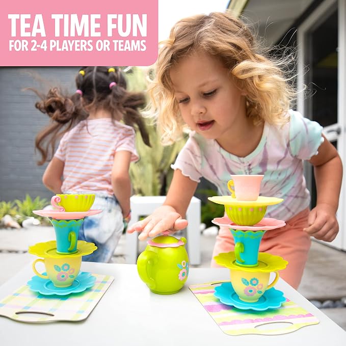 Educational Insights Teacup Pile-Up - Relay Race Games for Kids, Gross Motor Preschool Games for 4 Year Olds, Birthday Party Activities, Matching and Patterning Toddler Game