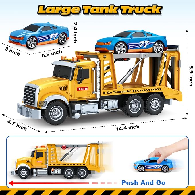 Bstoyder Kids Toys for 3 4 5 6 7 8 Years Old Boys, 15" Farm Transport Truck Toy with Lights, Sounds, Toddler Friction Powered Truck Vehicle Toy for Boys Girls Birthday Gifts