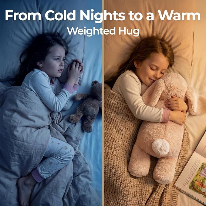 Mewaii Weighted Stuffed Animals for Adults & Kids, 2-5 lbs - 23" Heatable Coolable Bunny Plush, Microwavable Adjustable Removable Inner Pad, Realistic Hug Comfort Easter Gift (Cream White)