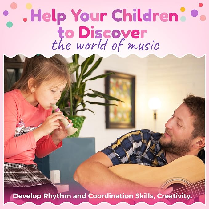 Stoie’s Pink Wooden Musical Instruments for Toddlers Ages 3+, Montessori Music Toy Set with Xylophone, Tambourine, Maracas & Triangle, Educational Preschool Toys for Girls & Boys