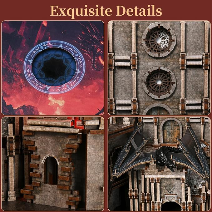 CCCDF Ember Castle Book Nook Kit,3D Wooden Puzzle DIY Miniature House for Adults,LED Bookshelf Decor Insert Craft Model Building Kit,Unique Gift for Family Friends