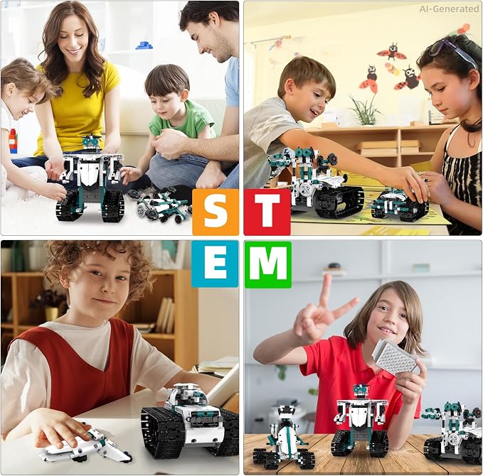 STEM Robot Toys for 8-14, 12 in 1 Remote Control Robotics Toys for Kids, Programmable Building Robot Kit Birthday Present for Science Educational(557 Pcs)