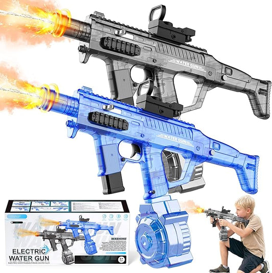 2 Pack Large Electric Water Guns for Adults & Kids, Automatic Squirt Guns with LED Light, 730CC High Capacity Water Gun with 26-33FT Long Range & Battery Powered for Summer Outdoor Beach Pool Toy Gift