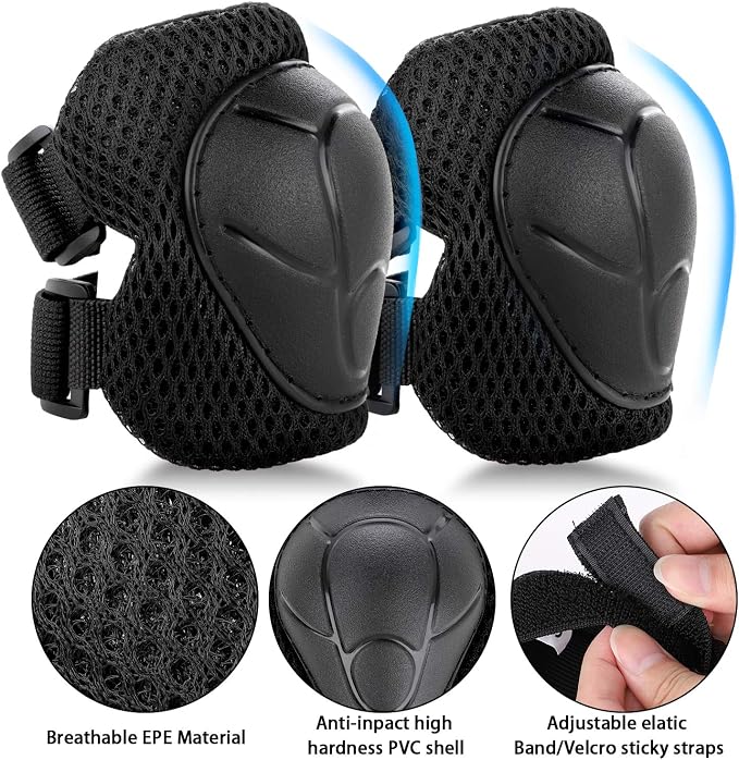 WayEee Kids Bike Helmet Set Skateboard Knee Pads, Helmet Pad Set Protective Gear Set Adjustable for Girls Kids 3-14 Helmet Elbow Pads Wrist Guards for Sport Cycling Bike Roller Skating Scooter