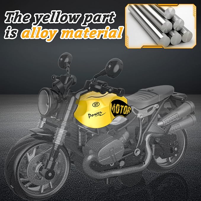 MQDMINI 4-Pack Pull-Back Motorcycle Toys - Friction Powered Kids Toy Cars, Gifts for Boys & Girls Aged 3-12