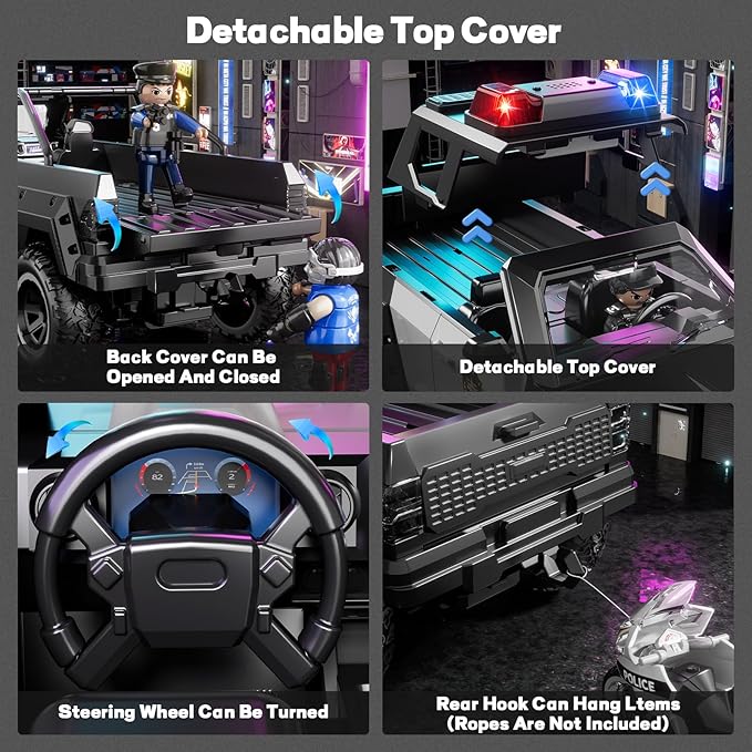 Police Car Toys for Boys 3 4 5 6 7 8 Years Old : Friction Powered Trucks Toy with Light and Sound Gifts for Girls Age 3-12 | Toddler Truck for Kids Ages 4-8 | Role Playing Police Truck Toys