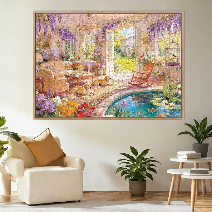 Garden Sunroom Retreat Puzzles for Adults 1000 Pieces,Impossible Hard Difficult Challenging Jigsaw Puzzles for Adults 1000 Pieces,Puzzle with Letters on Back,Recycled Paper Jigsaw Puzzle(27.6"x19.7")
