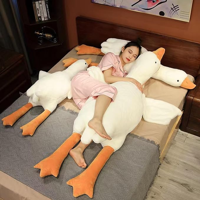 41.5 Inches Goose Stuffed Animal Stuffed Goose Plush White Swan Throw Pillow Toy (White, 41.5")