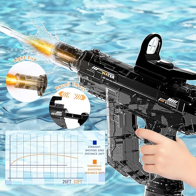 Electric Squirt Water Gun for Adult & Kids, Automatic Water Blaster Toy with Battery Powered, Long Range & High Capacity, Powerful Water Pistol for Outdoor Pool Beach Backyard Play Water Game