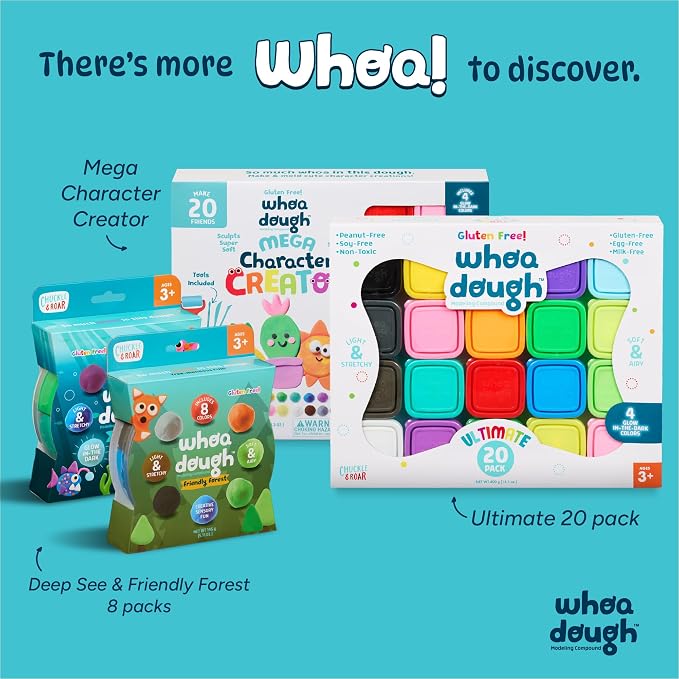 Chuckle & Roar Air Dry Clay Deep Sea Pack - 8 Colors, Portable Color Wheel Case, Non Toxic, Ages 3+ - Stretchy Sensory Dough - Glow in the Dark Playdough - Gluten Free Playdough for Kids