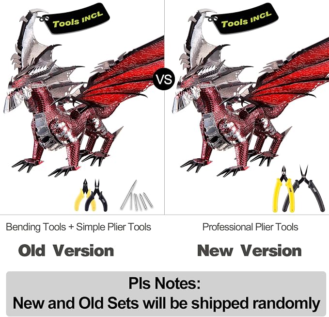 Piececool Black Dragon King 3D Metal Model Building Kits with DIY Tools Set, Challenging 3D Metal Puzzles for Family Time, Great Christmas Birthday New Year Gifts
