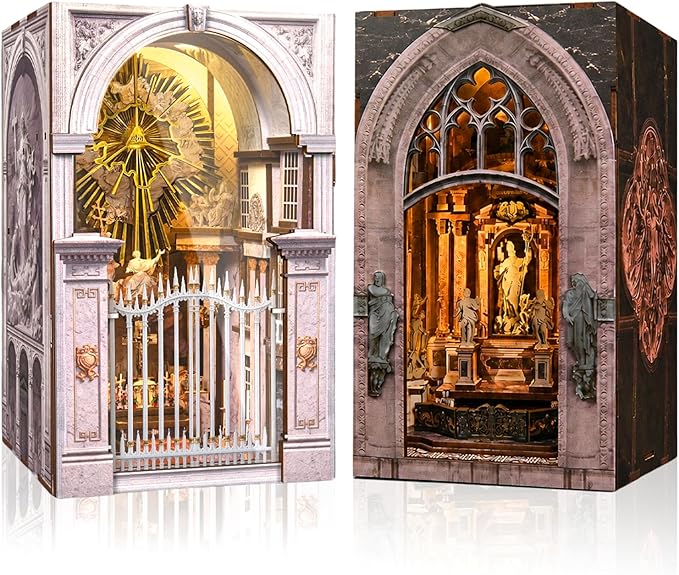 CCCDF 2 Sets of Book Nook Kit, DIY Miniature Dollhouse Church Booknook, Model Kits Craft Kits for Adults, Teens and Beginners, Tiny House Bookshelf Decor 3D Wooden Puzzle, Gifts for Family and Friends