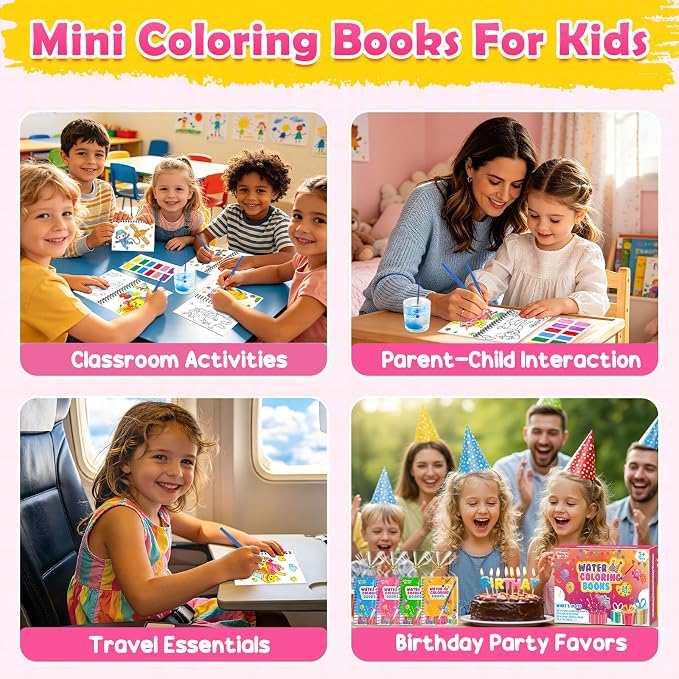 Coloring Books Party Favors for Kids - 24 Pack Mini Water Coloring Books Paint Sets for Kids, Goodie Bags Stuffers Students Classroom Gifts Bulk, Easter Basket Stuffers Bulk
