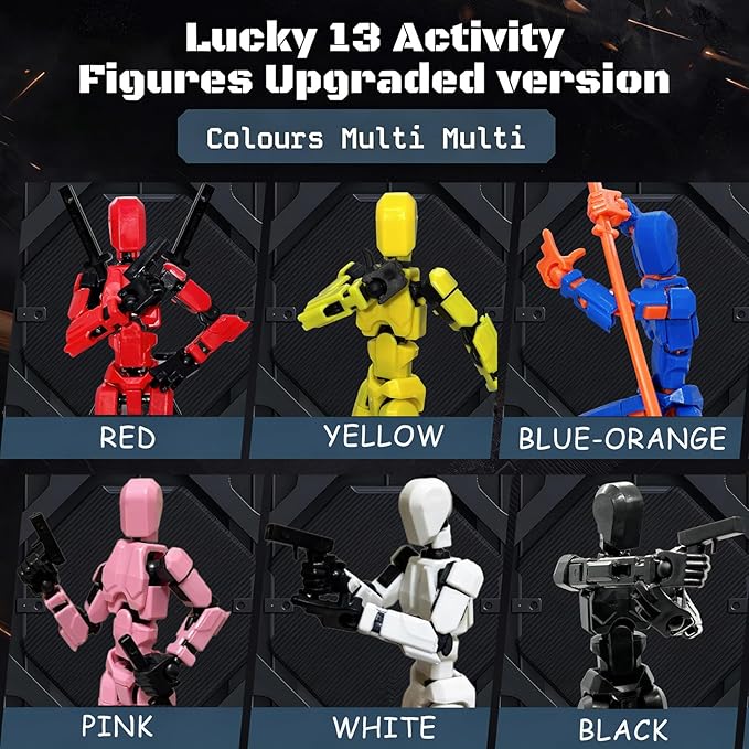 6 Packs T13 Action Figure Set (Assembly Completed), 3D Printed Multi-Jointed Movable Dummy 13，Titan13 Action Figure, Action Figure Desktop Decorations for Game Lovers Toy, Christmas Birthday Gift